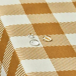 Nappe rectangulaire coton enduit (150 x 350 cm) Vichy Jaune moutarde