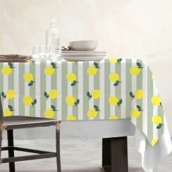 Nappe rectangulaire coton enduit (150 x 350 cm) Antibes Verte