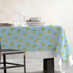 Nappe rectangulaire coton enduit (150 x 250 cm) Menton Bleue