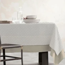 Nappe rectangulaire coton enduit (150 x 350 cm) Clara Grise