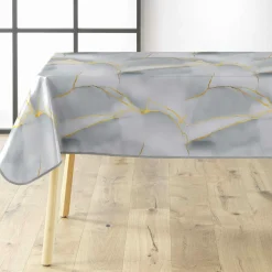 Nappe rectangulaire enduite PVC (140 x 240 cm) Marbrelle Grise