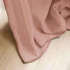 Nappe rectangulaire gaze de coton (150 x 350 cm) Gaïa Rose pêche