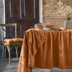 Nappe rectangulaire gaze de coton (150 x 250 cm) Gaïa Abricot