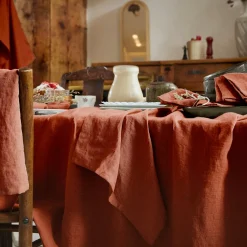 Nappe rectangulaire lin lavé (170 x 250 cm) Louise Terracotta