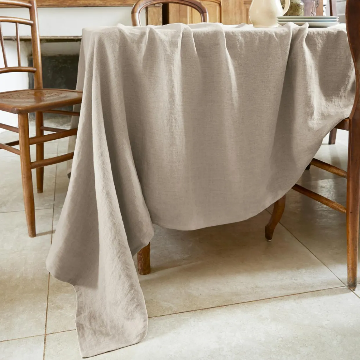 Nappe rectangulaire lin lavé (170 x 250 cm) Louise Beige