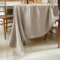 Nappe rectangulaire lin lavé (170 x 350 cm) Louise Beige