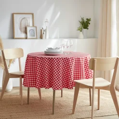 Nappe ronde anti tache (180 cm) Elise Vichy Rouge