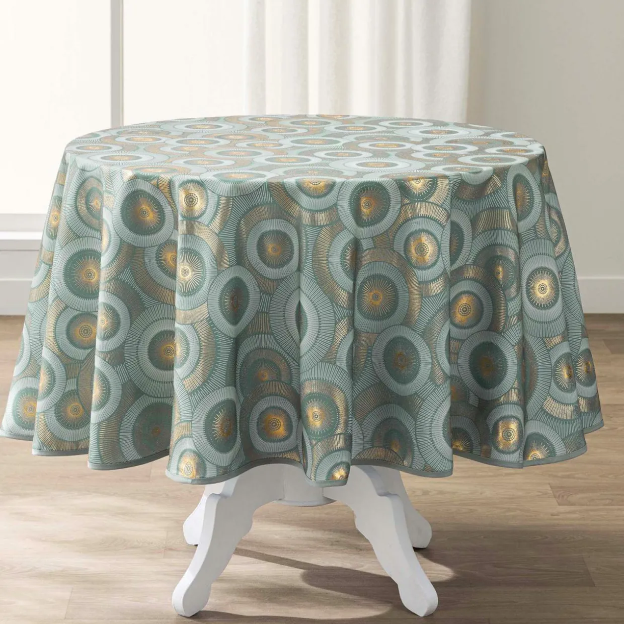 Nappe ronde anti tache (180 cm) Eclipse Vert Sauge
