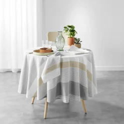 Nappe ronde coton tissé (180 cm) Iliade Blanche