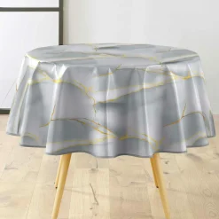 Nappe ronde enduite PVC (160 cm) Marbrelle Grise
