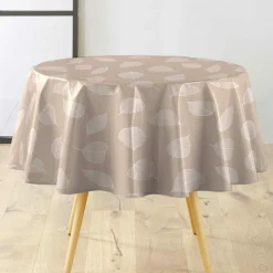 Nappe ronde enduite PVC (160 cm) Feuillys Blanche