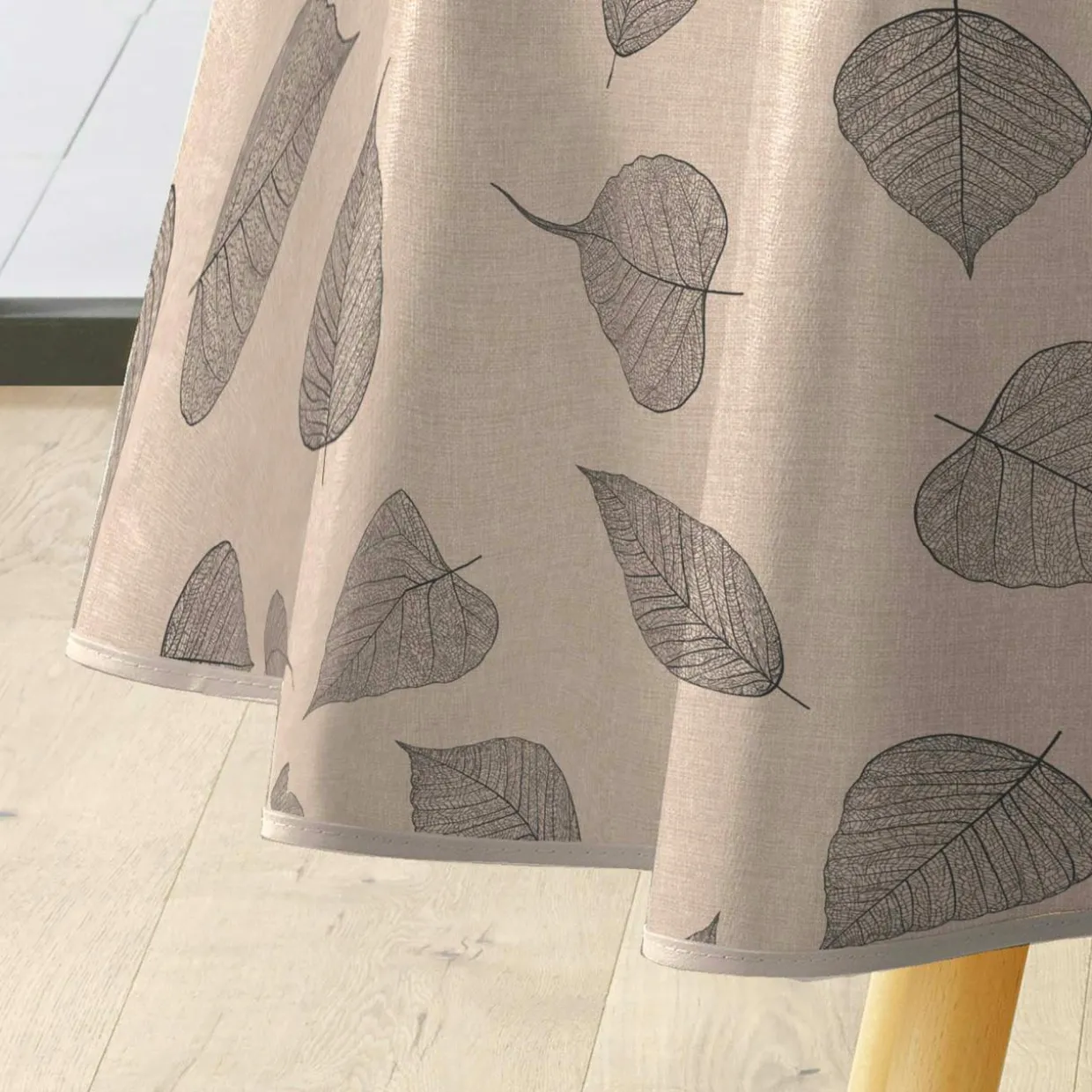 Nappe ronde enduite PVC (160 cm) Feuillys Beige