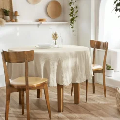 Nappe ronde gaze de coton (180 cm) Gaïa Beige pampa