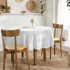 Nappe ronde gaze de coton (180 cm) Gaïa Blanc chantilly