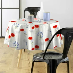 Nappe ronde tissu PVC (D160 cm) Sisteron Rouge