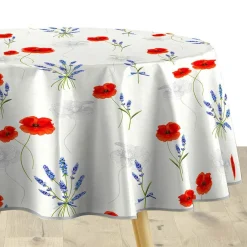 Nappe ronde tissu PVC (D160 cm) Sisteron Rouge