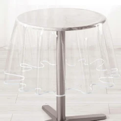 Nappe ronde toile cirée transparente (D180 cm) Garden Blanche