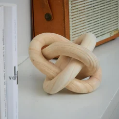 Nœud en bois à poser (15 x 15 cm) Chaîne Beige