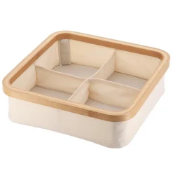 Organisateur carré pliable 4 compartiments (L30 x H10 cm) Purebamboo Ecru