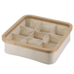 Organisateur carré pliable 9 compartiments (L30 x H10 cm) Purebamboo Ecru