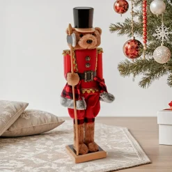 Ours casse-noisette (H60 cm) Misha le soldat Rouge et noir