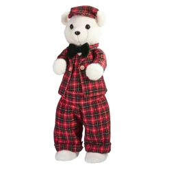Ours de Noël (H52 cm) Teddy carreaux tartan Rouge