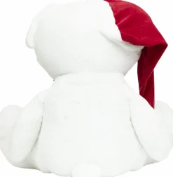Ours en peluche (H100 cm) Jules et nœud velours Blanc et rouge