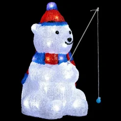 Ours lumineux 40 LED (H39 cm) Pécheur Blanc froid