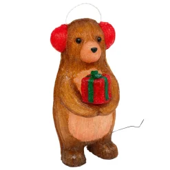 Ours lumineux solaire 60 LED (H40 cm) Cache-oreilles Blanc chaud