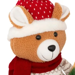 Ours peluche jambes téléscopiques (H95 cm) Petit Skieur Rouge