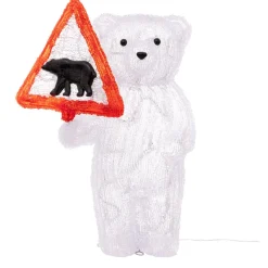 Ours polaire solaire 50 LED (H39 cm) Warning Blanc chaud