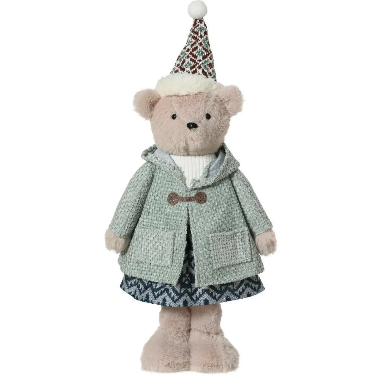 Oursonne des neiges (H53 cm) Gabrielle Beige et vert clair