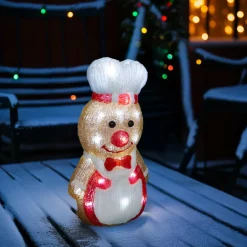 Pain d'épices lumineux solaire 25 LED (H28 cm) Petit cuistot Blanc froid