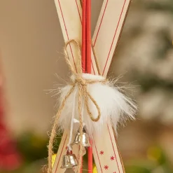 Paire de ski à suspendre en bois (H17 cm) Manigod Naturel