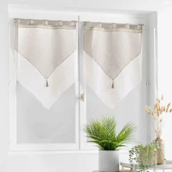 Paire de voilages à passants (60 x 120 cm) Duetto Gris et Blanc