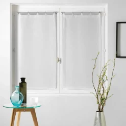 Paire de voilages à passants (60 x 120 cm) Milza Blanc