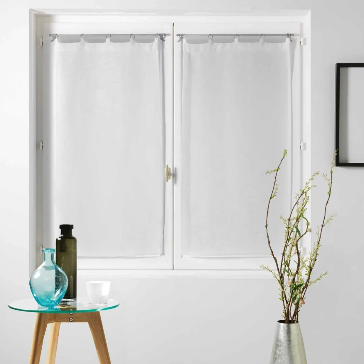 Paire de voilages à passants (60 x 120 cm) Milza Blanc