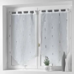 Paire de voilages à passants (45 x 120 cm) Chenilla Gris