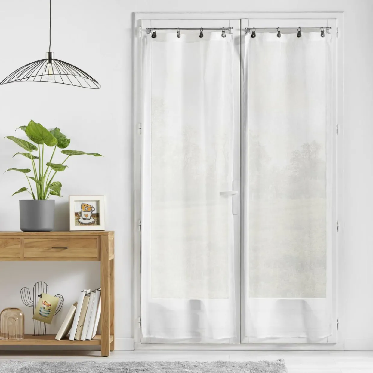 Paire de voilages anneaux (70 x 200 cm) Linka Blanc