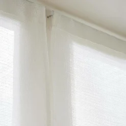 Paire de voilages passe-tringle effet lin (60 x 120 cm) Luca Blanc