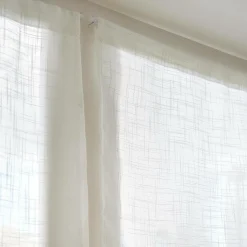 Paire de voilages passe-tringle effet lin (60 x 90 cm) Robin Blanc