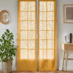 Paire de voilages passe-tringle effet lin (70 x 200 cm) Robin Jaune Ocre