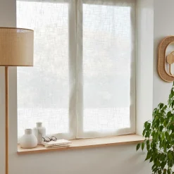 Paire de voilages passe-tringle effet lin (60 x 120 cm) Robin Blanc