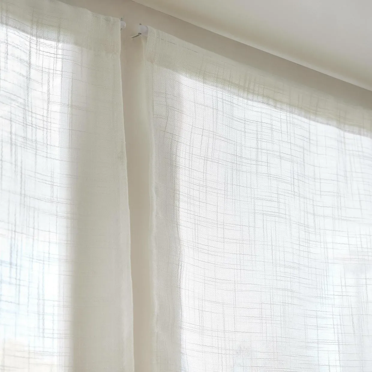 Paire de voilages passe-tringle effet lin (60 x 120 cm) Robin Blanc