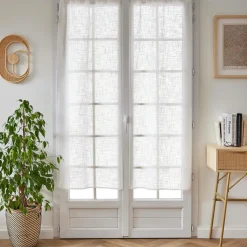 Paire de voilages passe-tringle effet lin (60 x 160 cm) Robin Blanc