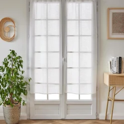 Paire de voilages passe-tringle effet lin (60 x 160 cm) Luca Blanc