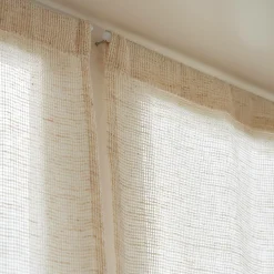 Paire de voilages passe-tringle effet lin (60 x 120 cm) Luca Beige