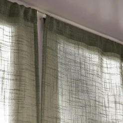 Paire de voilages passe-tringle effet lin (60 x 90 cm) Robin Vert Romarin