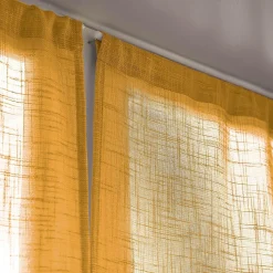 Paire de voilages passe-tringle effet lin (60 x 160 cm) Robin Jaune Ocre