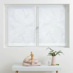 Paire de voilages passe-tringle (60 x 90 cm) Feuilles Blanc